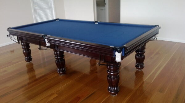 NPC Pool Table 9ft Royal DELUXE Walnut & Satin Chrome with Slate blue felt