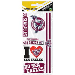 Manly Warringah Sea Eagles NRL Temporary TATTOO Sheet
