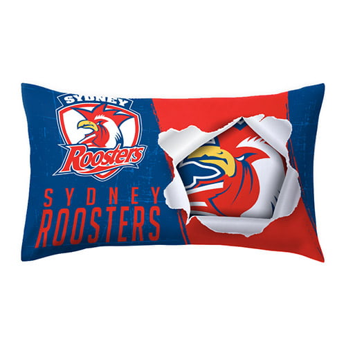 NRL250BK ROOSTERS DOUBLE SIDED SINGLE PILLOWCASE