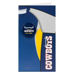 North QLD Queensland Cowboys NRL GIFT Card with Badge (Birthday, Christmas, Mothers day, Fathers Day)
