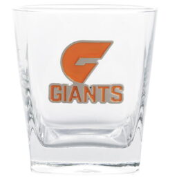 Set of 2 Greater Western Giants AFL Square Spirit Glasses with Metal Badge