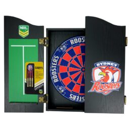 Sydney Roosters NRL Dart Board & Cabinet Set