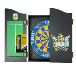 Gold Coast Titans NRL Dart Board & Cabinet Set