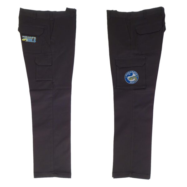 Parramatta Eels NRL Long Cargo Work Pants: BLACK Workwear Safety Gift Tradies