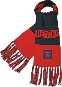 Melbourne Demons Traditional AFL Bar Scarf Warm Winter Neckwear