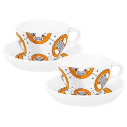 Star Wars BB8 Set of 2 Porcelain Tea Cups with Saucers
