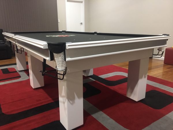 9ft white square legs pool table 2