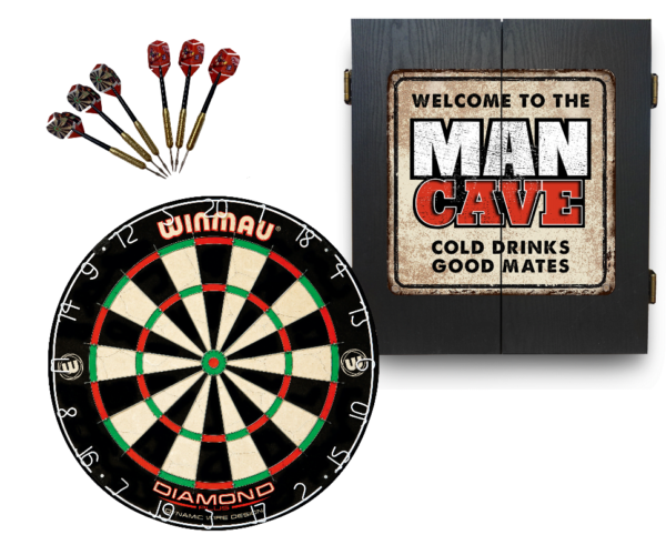 Man Cave Cabinet with Winmau Diamond Plus Dart Board