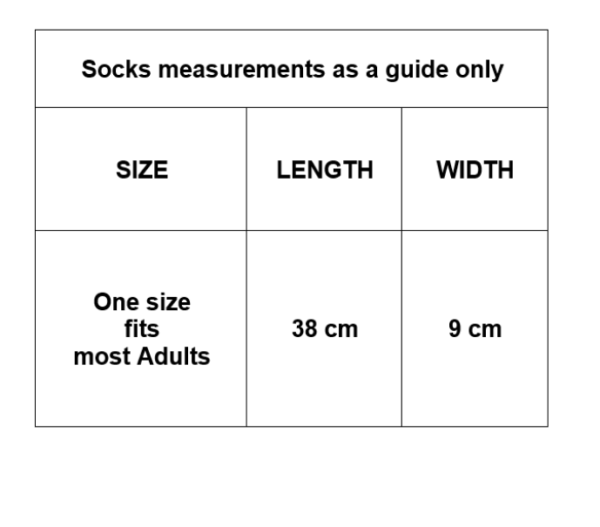 Size charts socks