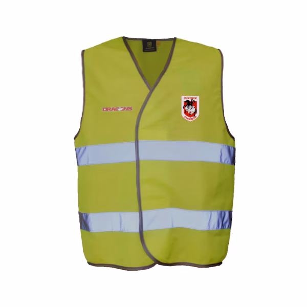 St George Illawarra Dragons NRL Hi Viz Work Vest With Reflective Tape Yellow