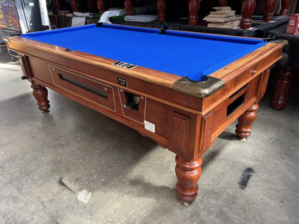 2nd Hand NPC Walnut Pub Pool Table 7ft New Royal Blue Strachan Felt