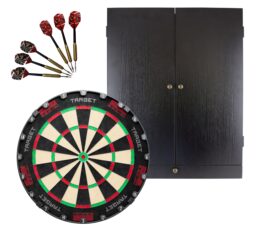 Target Darts TOR Dart Board + Tex Cabinet with Storage Draw + Darts