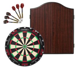 Target Darts TOR Dart Board + Winmau Rosewood Cabinet + Darts Set
